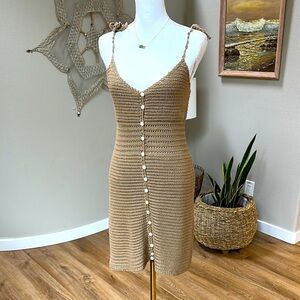 Boho Crochet Spaghetti Strap Mini Dress